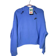 Nike Women's oversized blue fleece hoodie, size XL, casual sportswear pullover with a cozy fit and soft fabric.