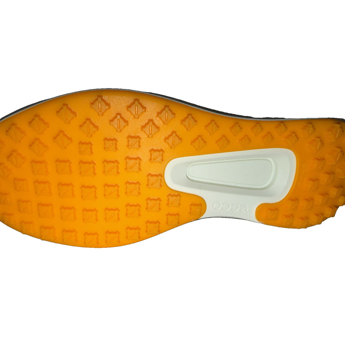 ECCO men's grey leather golf shoes with spikeless sole, size 8-8.5, showing the stylish design and textured surface.