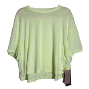 Nike women's neon yellow loose fit cropped training T-shirt, short-sleeve, XL size, casual athletic wear, front view