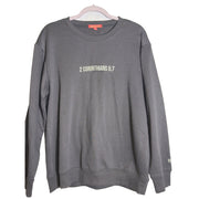 Women's charcoal Revival Club Walk By Faith Not By Sight crewneck sweatshirt, front view with logo and soft fabric texture.
