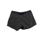 Alyssa women's black athletic running shorts with zip back pocket, size 2, featuring a fitted design and comfortable waistband.