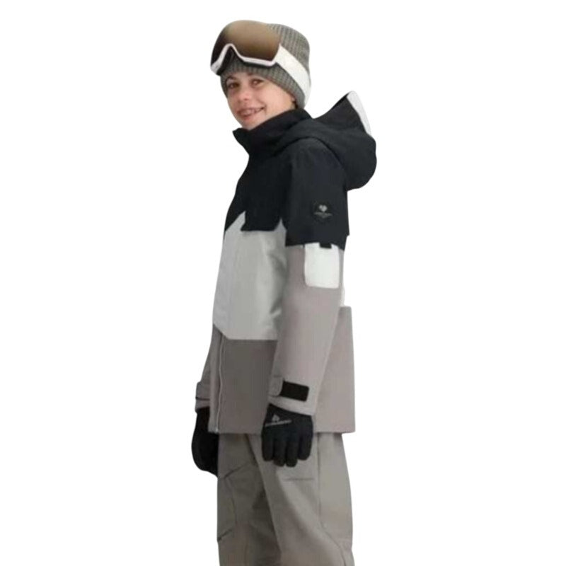 Obermeyer Boys Axel Jacket in Moonstone, size XL, featuring a boys' winter jacket with a stylish, insulated design.