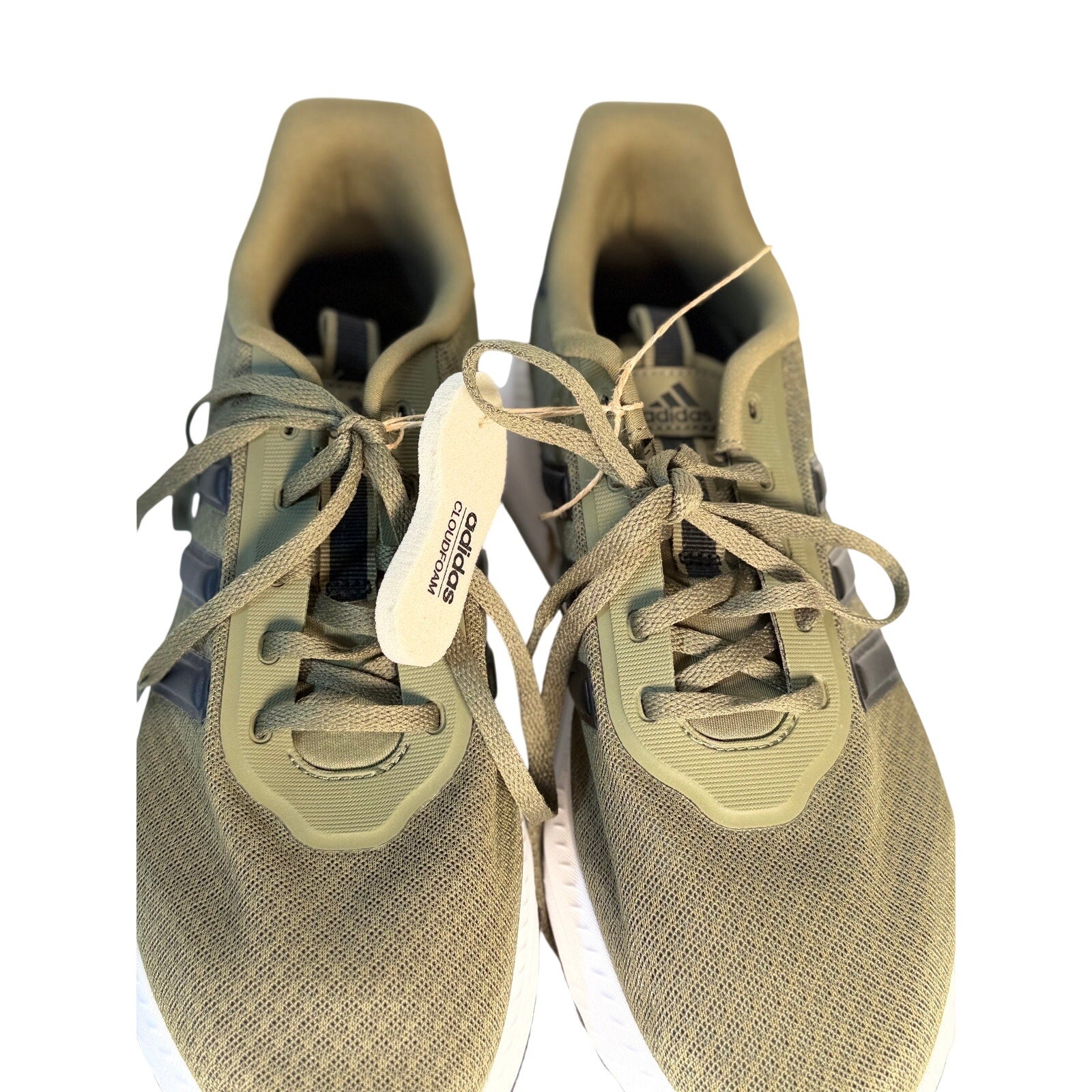 Adidas Runfalcon 3.0 men's running shoes in olive green and black with breathable mesh and supportive sole.