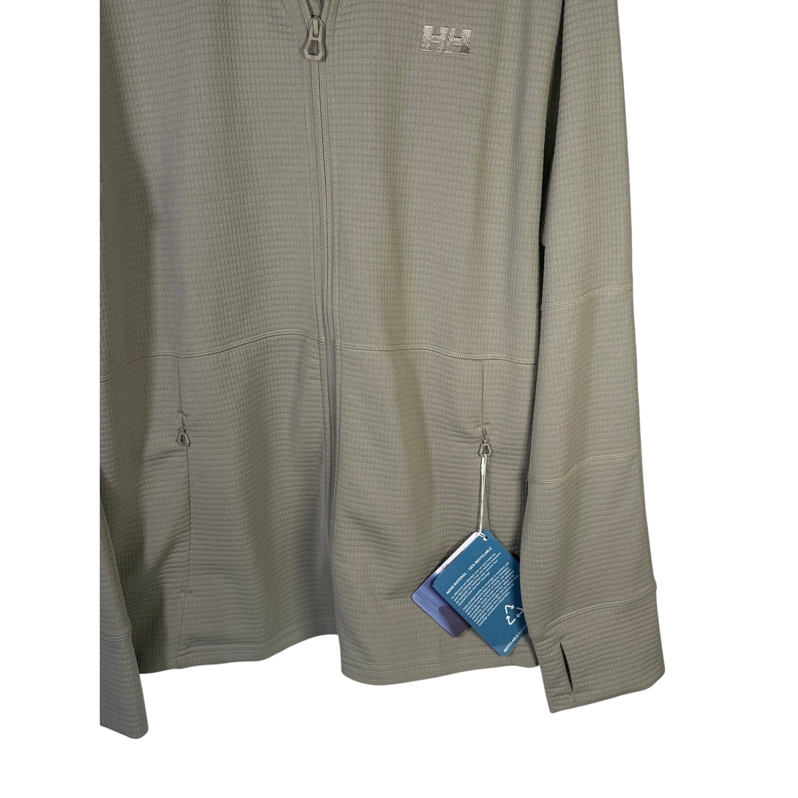 Helly Hansen Men’s Evolved Air Hooded Midlayer Jacket in Terrazzo color, size XL, front view showing hood and lightweight design.