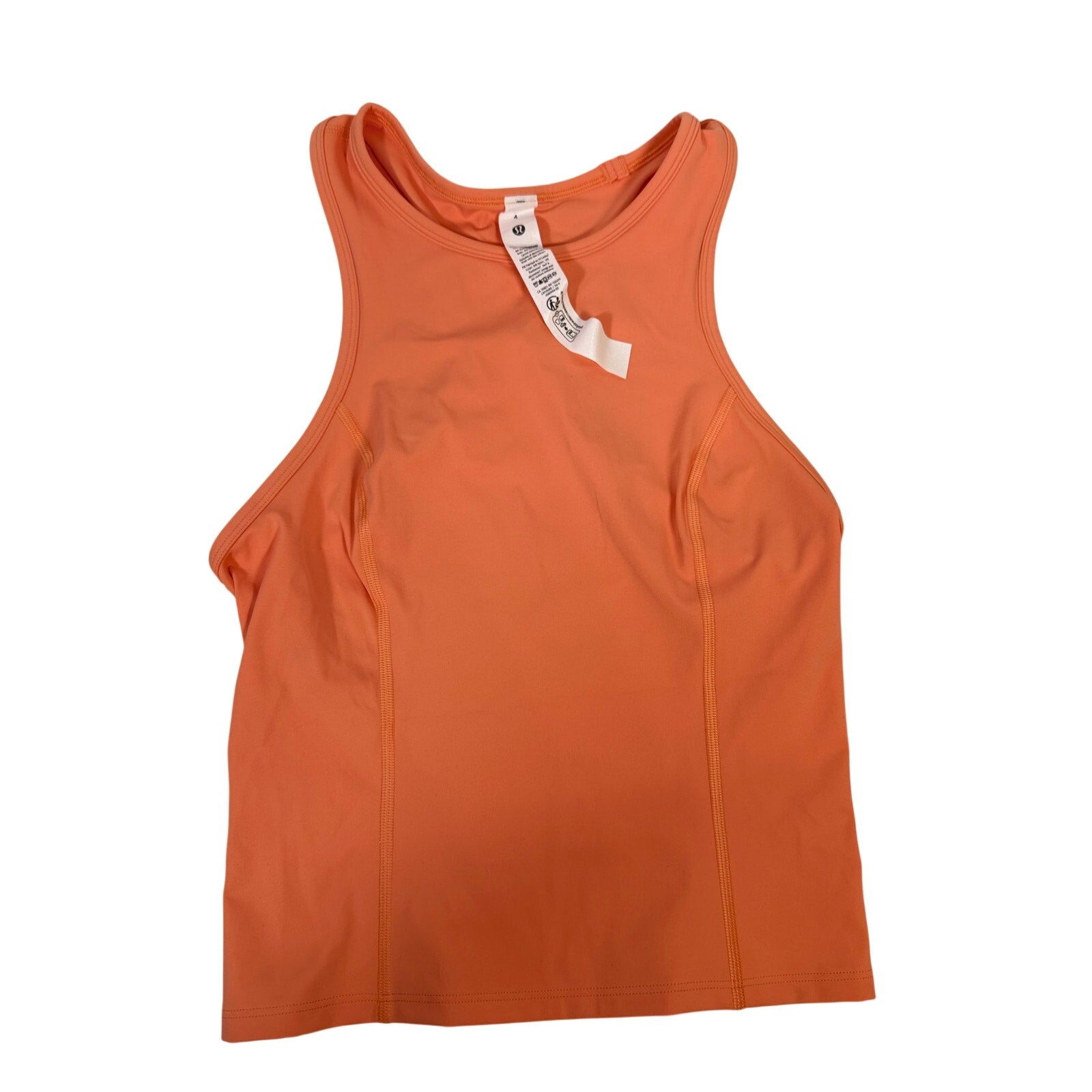 Lululemon Nulu Racerback Cropped Run Tank Top for women in coral, size 4, featuring a lightweight, fitted design.