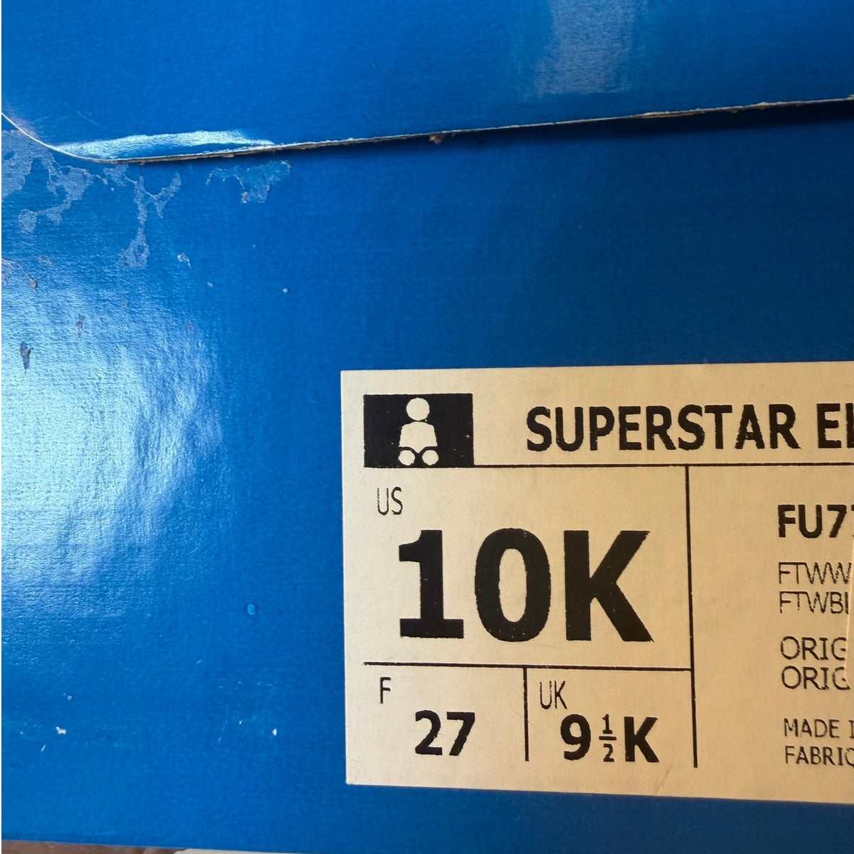 Adidas Superstar EL Kids Sneakers – White/Black – Size 10K