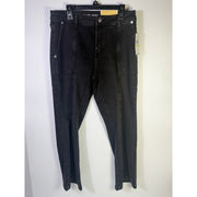 MICHAEL Michael Kors women's cropped flare jeans in washed black, size 4, with a fitted waist and flared leg style.