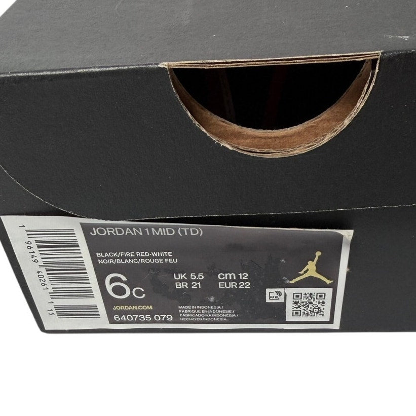 Nike Air Jordan 1 Mid Sneakers – Black/Fire Red – Toddler Size 6C
