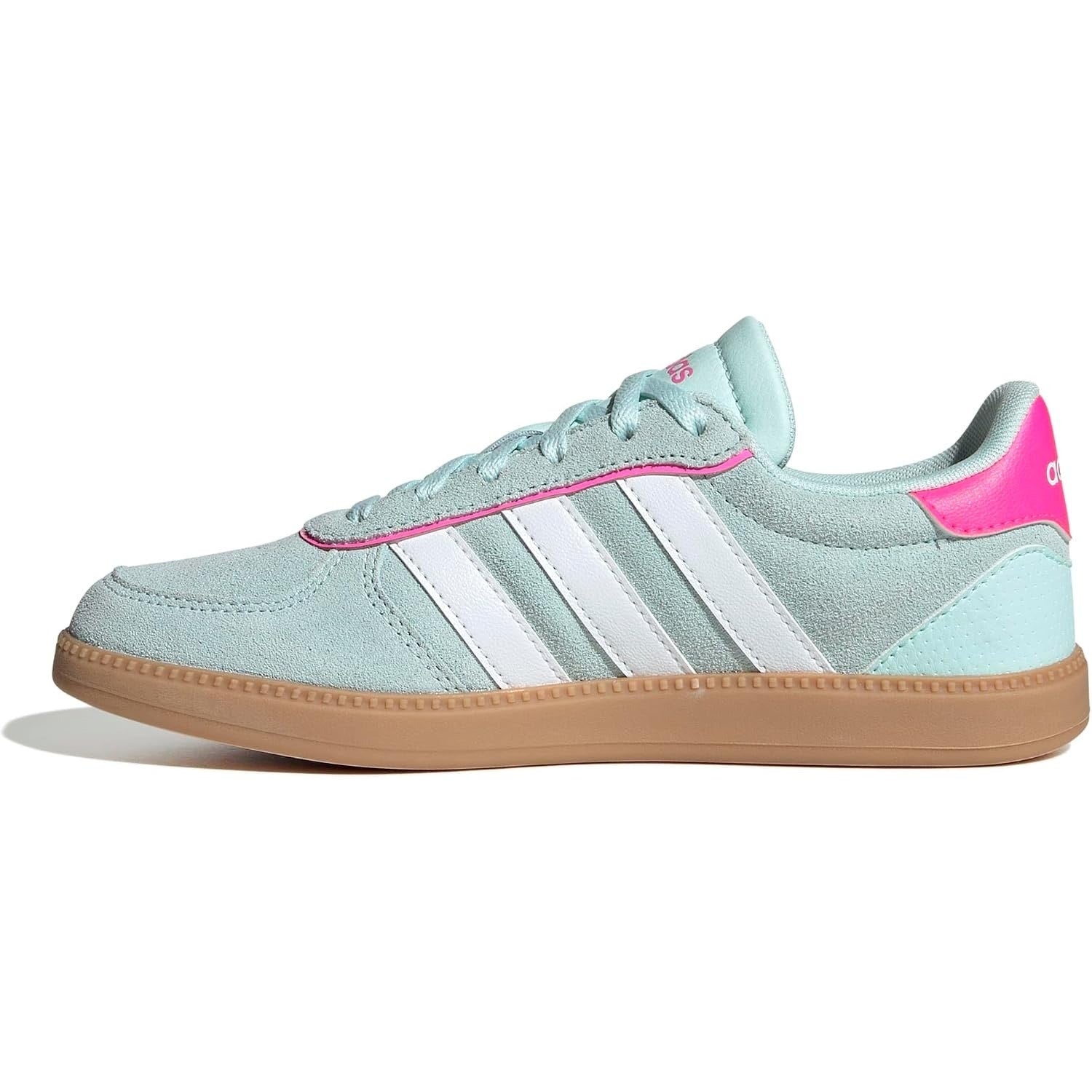 Adidas Breaknet Sleek women's sneakers in mint and pink, size 7, featuring a lightweight design and sporty style.