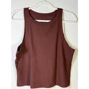 Nike women's brown ribbed cropped muscle tank top, size L, featuring a fitted sleeveless design with Nike branding.