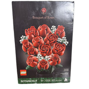 LEGO Botanicals Bouquet of Roses 10328 building set with 822 pieces, featuring detailed rose and floral brick models.