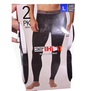 Pair of black 32 Degrees Heat men's base layer pants in size L, shown flat with waistband and fabric texture visible.