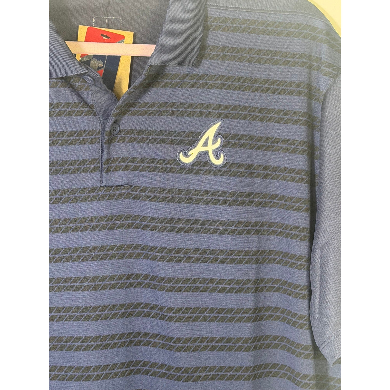 Nike Atlanta Braves men's navy Dri-FIT polo shirt, size L, authentic collection, short sleeve, athletic fit, new with tags