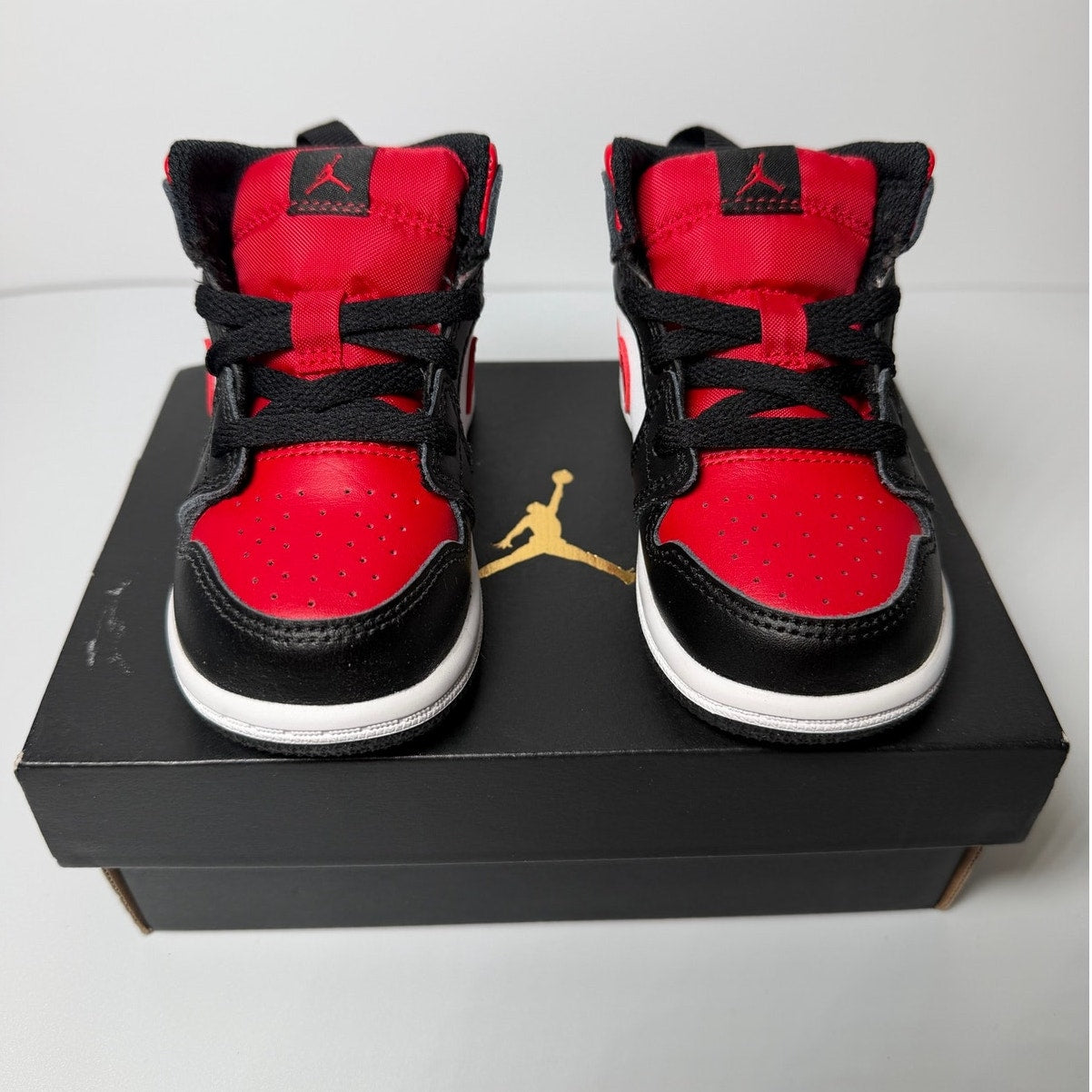Nike Air Jordan 1 Mid Sneakers – Black/Fire Red – Toddler Size 6C