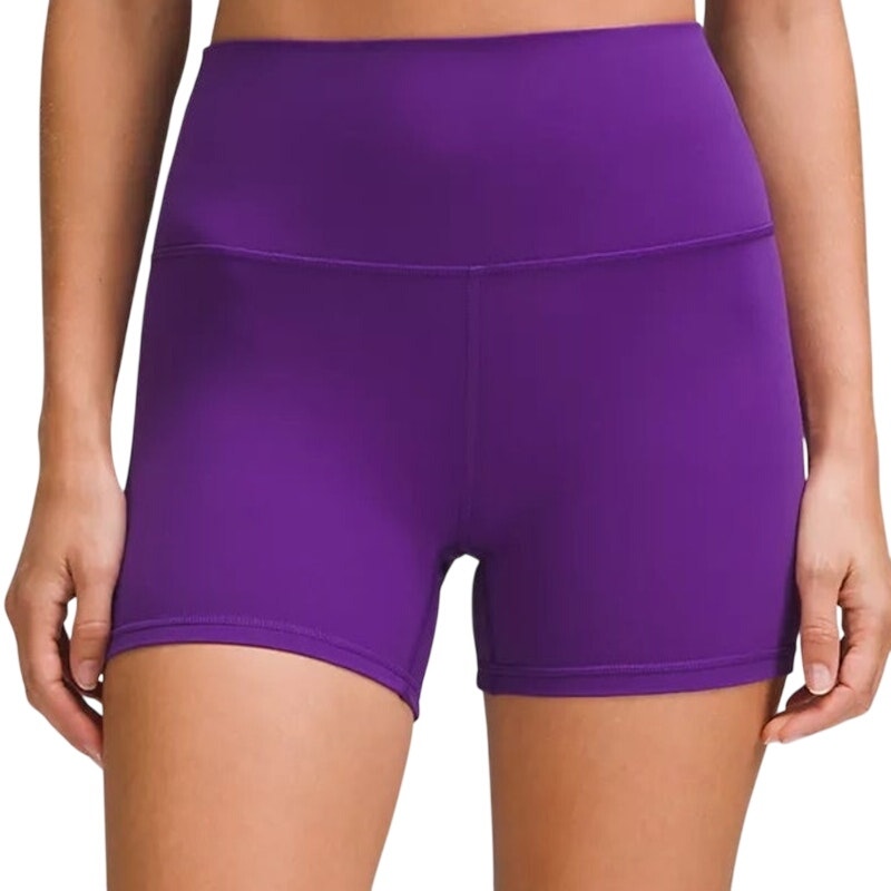 Purple Lululemon Align™ HR Shorts, 4-inch length, size 12, comfortable athletic shorts visible in the image.