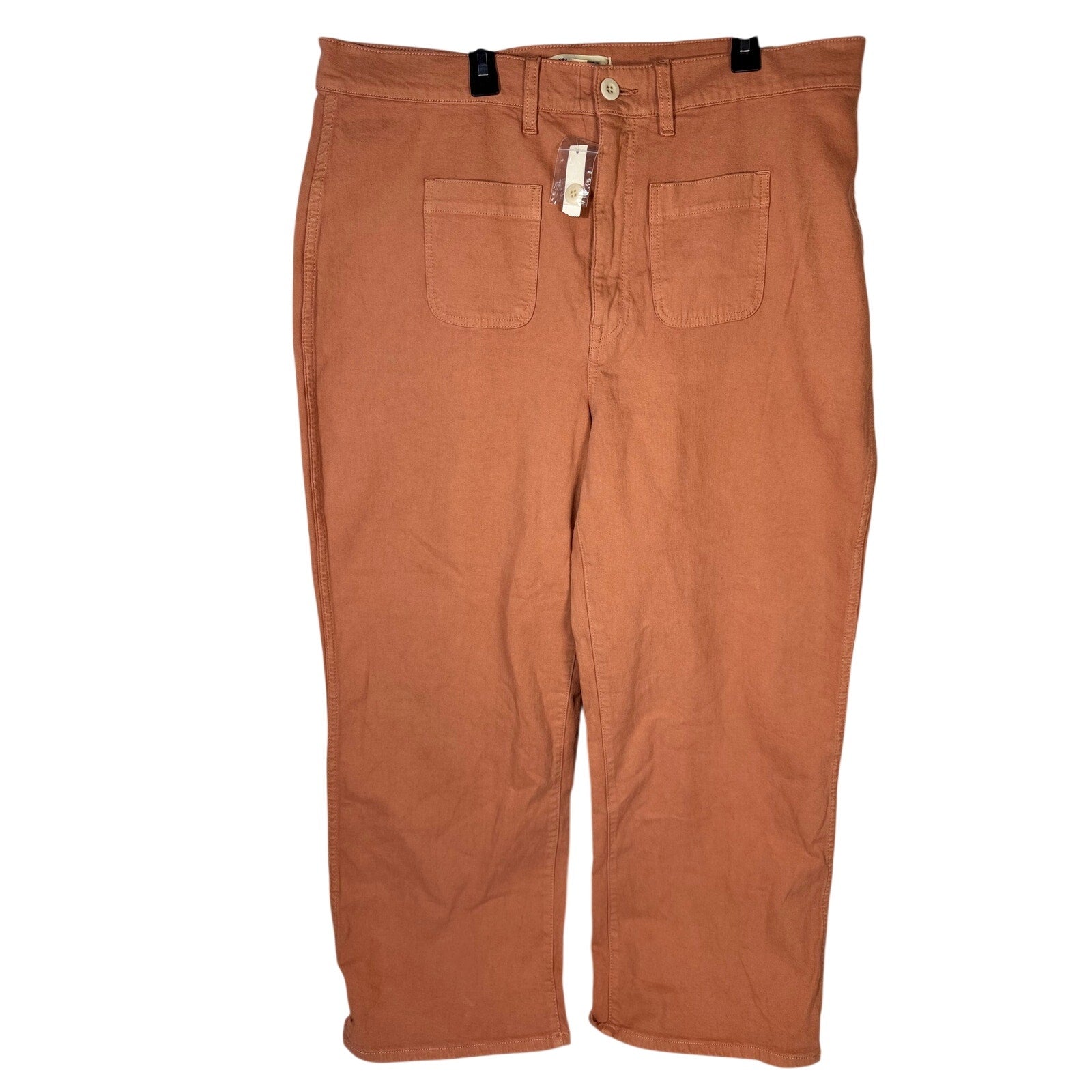 Madewell The Perfect Vintage wide-leg crop pants in terracotta, size 33, displayed flat on a white background.