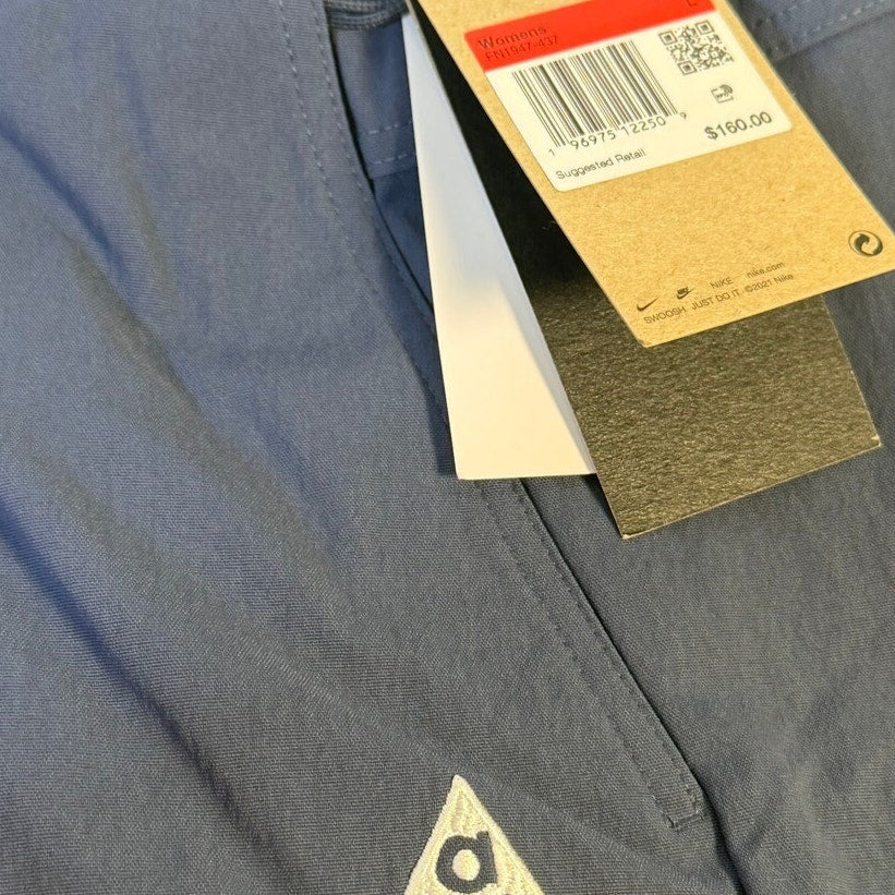 Nike ACG Loose Fit Mid Rise Full Length Cargo Pants Women's Large Blue NWT