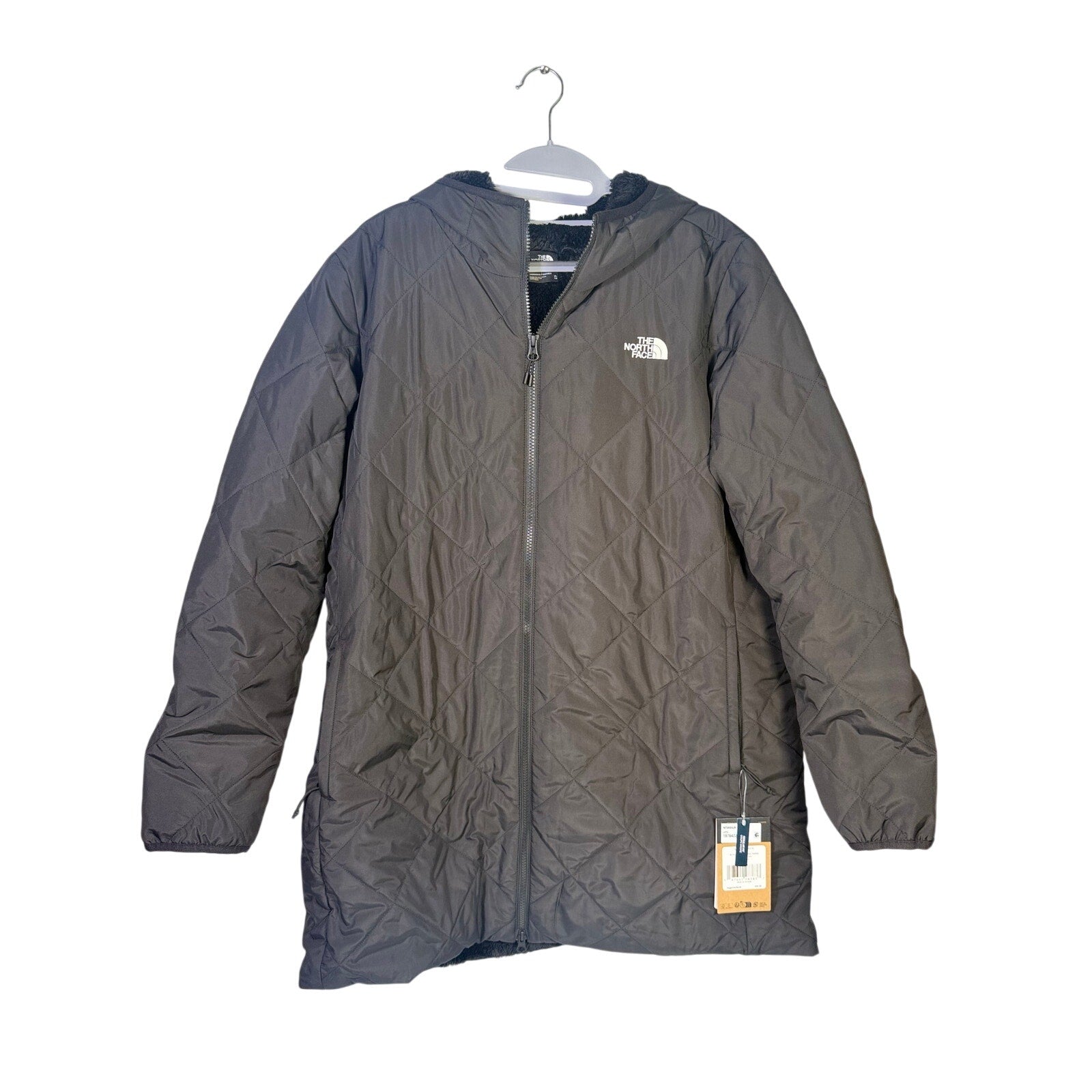 Black The North Face women’s Shady Glade insulated parka with hood, front zipper, and side pockets, size XL, new with tags.