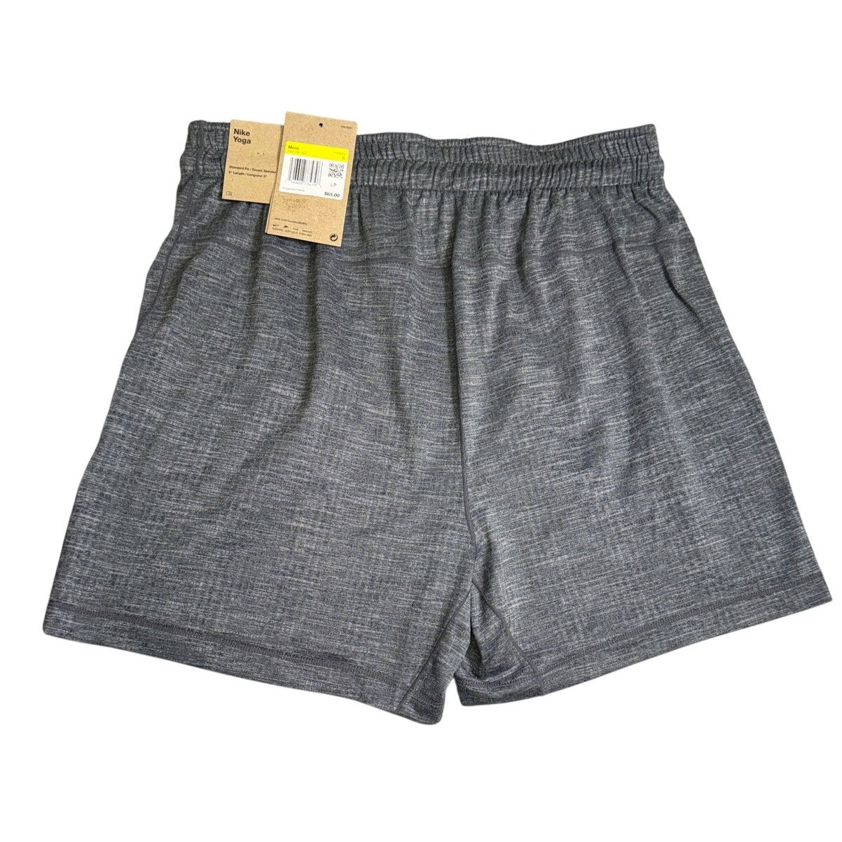 Nike Men's gray Dri-FIT yoga shorts with drawstring, lightweight and comfortable for active wear.