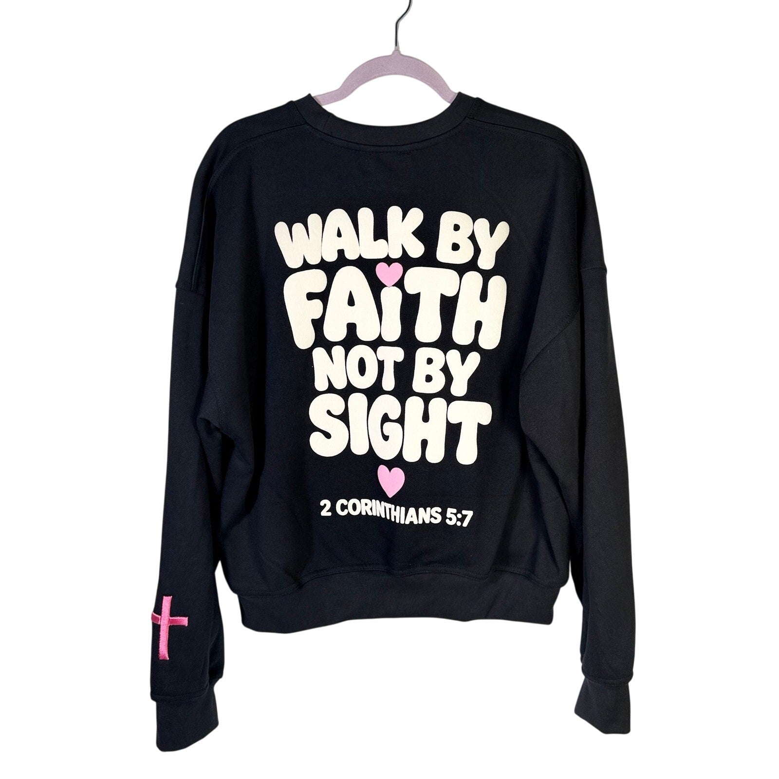 Christian crewneck sweatshirt by The Frugal Teacher featuring a "Walk by Faith" design in XL size, new with tags.