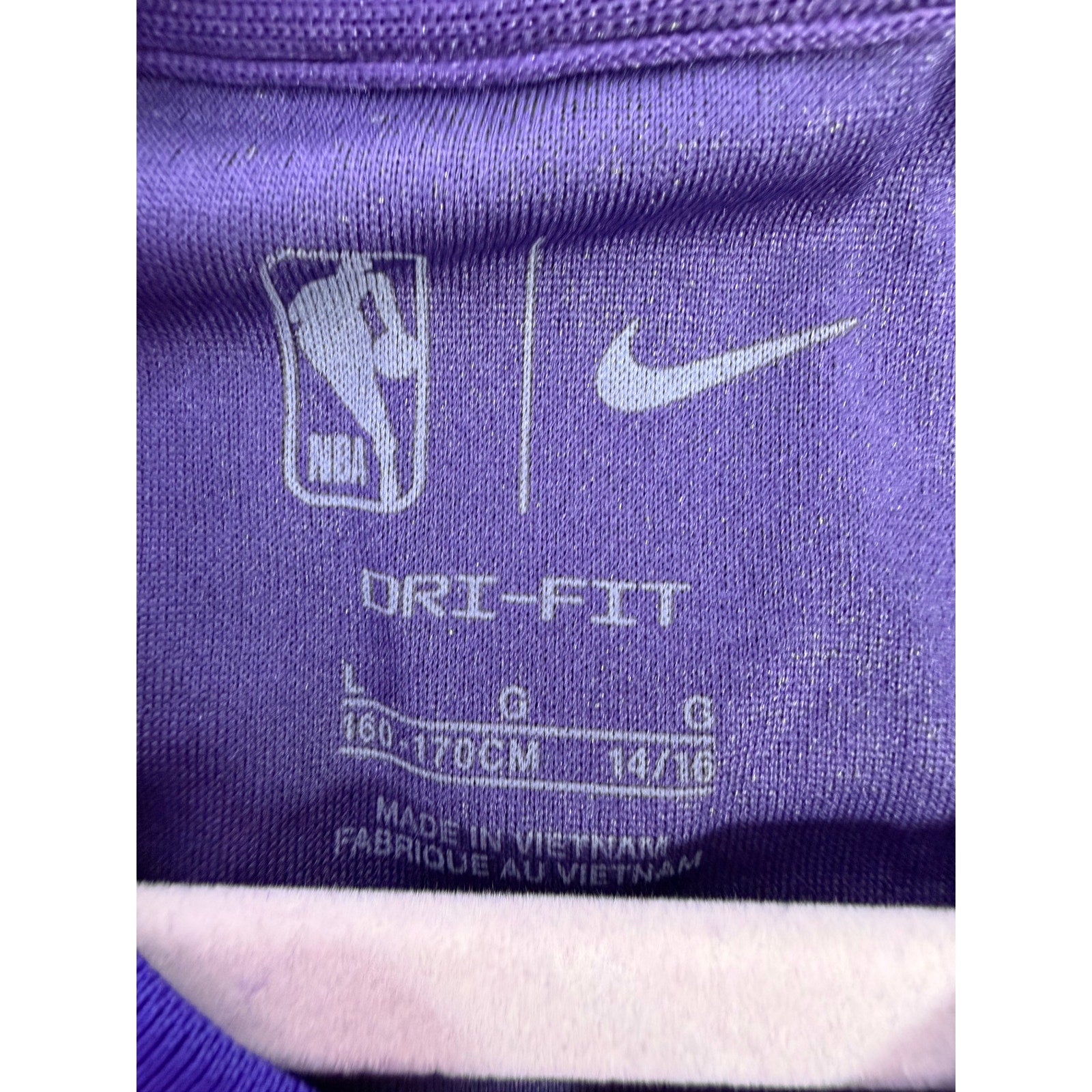 Nike Phoenix Suns Kevin Durant #35 City Edition youth basketball jersey, size L 14/16, featuring team and player details.