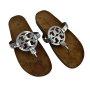 NEW Tory Burch Miller Cloud Metallic Medallion Thong Sandals 9W