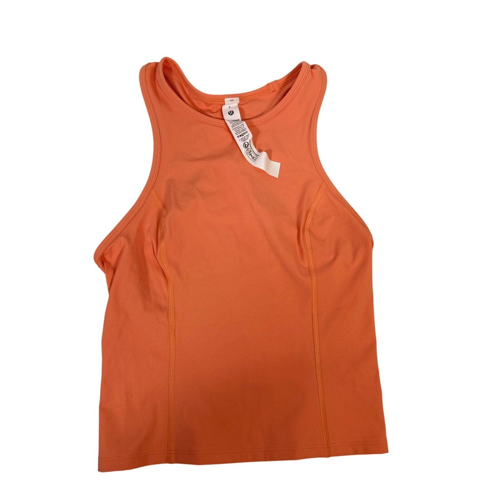 Lululemon Nulu Racerback Cropped Run Tank top for women in coral, size 4, showing lightweight athletic design and racerback style.