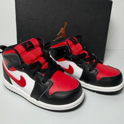 Nike Air Jordan 1 Mid Sneakers – Black/Fire Red – Toddler Size 6C