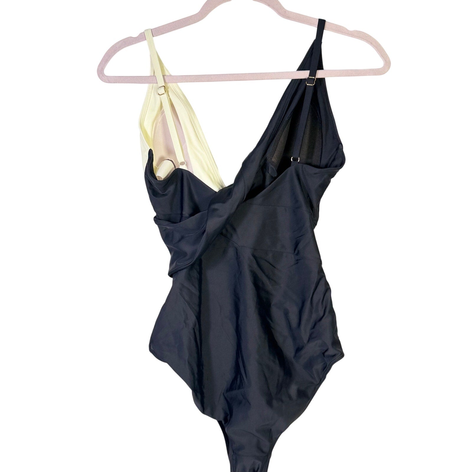 Summersalt black cream colorblock one-piece swimsuit for women, size 12, featuring a stylish and comfortable swimwear design.