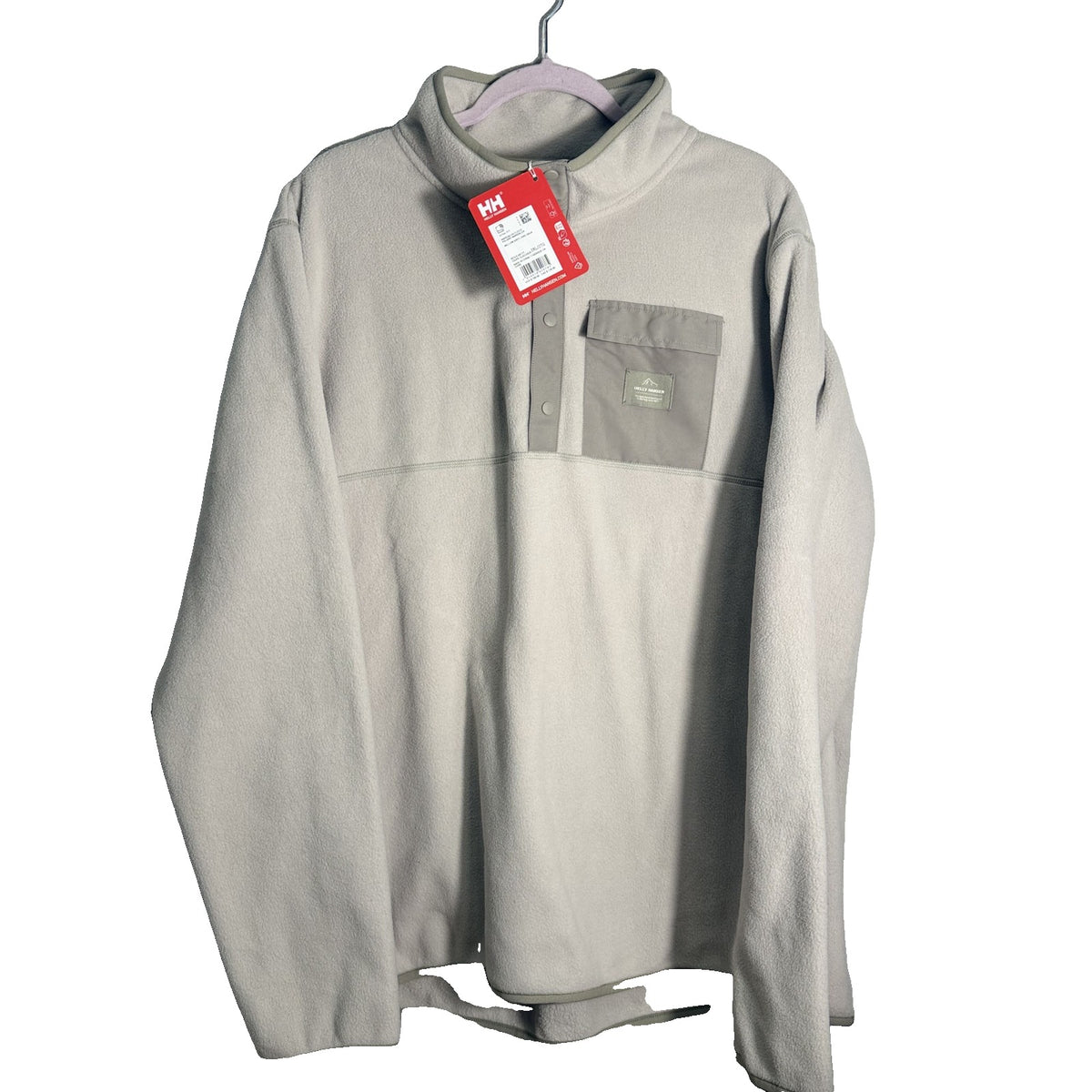 Helly Hansen Maridalen Snap Fleece Pullover for men, Mellow Grey, 2XL, lightweight jacket with snap front and fleece material.