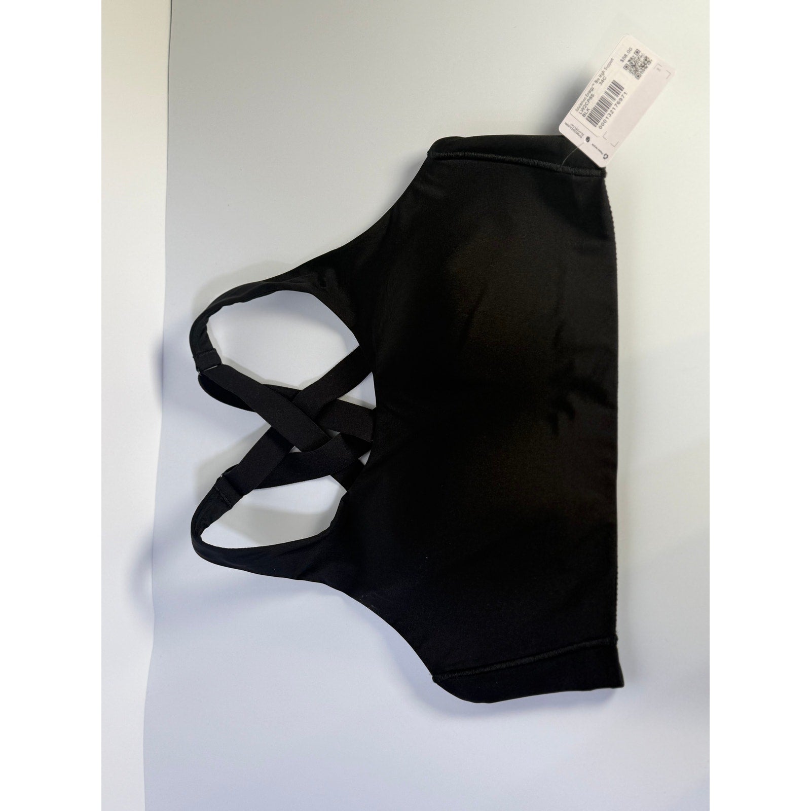 Black Lululemon Energy sports bra with high support and 34C cups, new with tags, shown on a plain background.