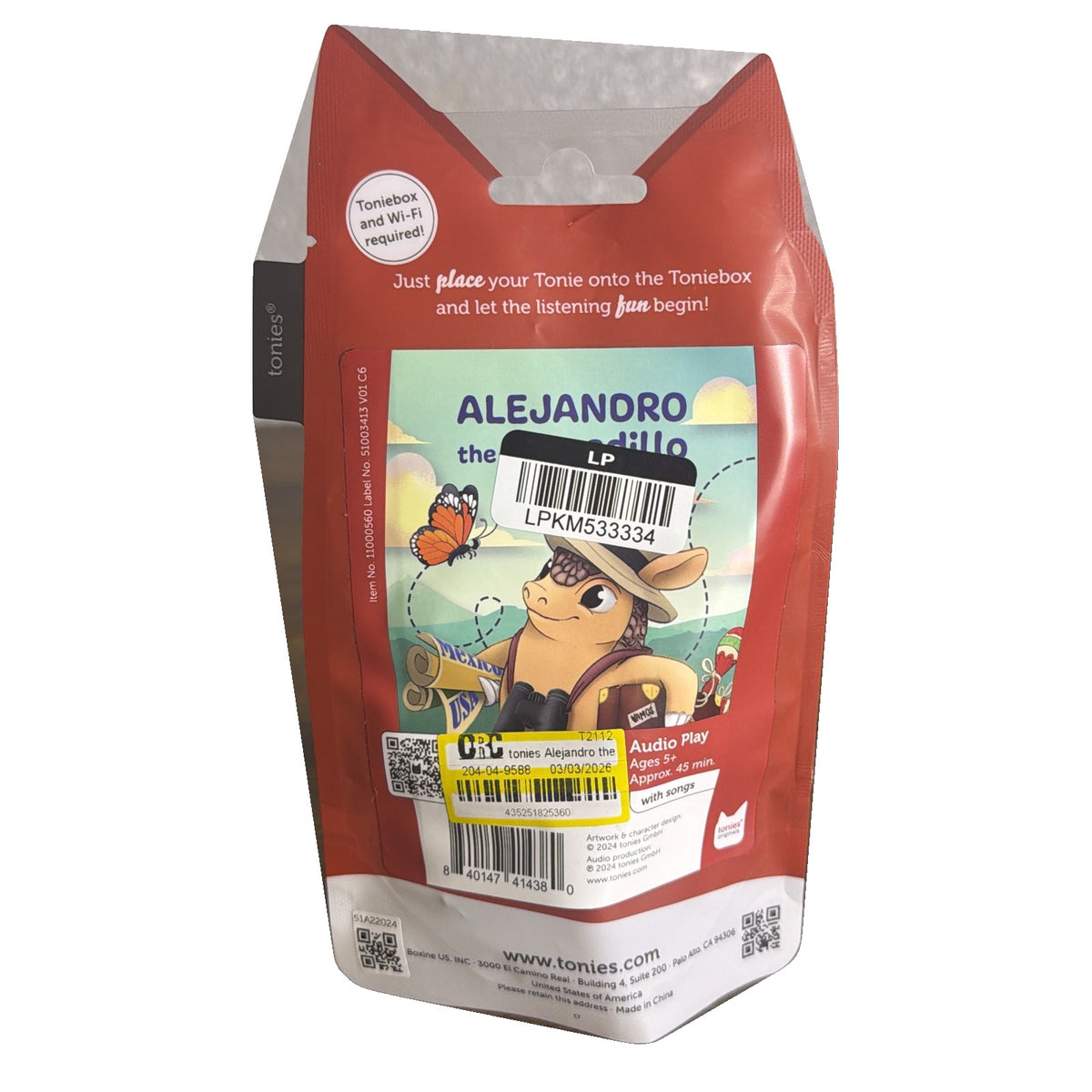 Tonies Alejandro the Armadillo Audio Play Audio Character New