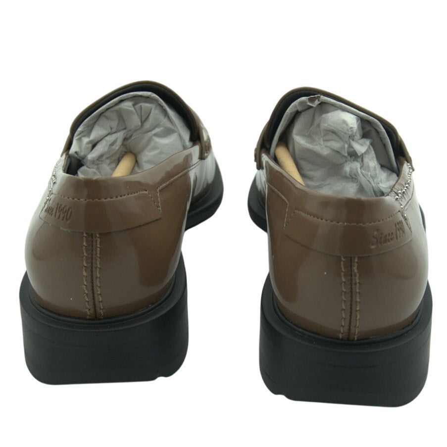 Brown Franco Sarto A-Eden studded flats for women, size 9M, with stylish studded design and comfortable slip-on shoes.