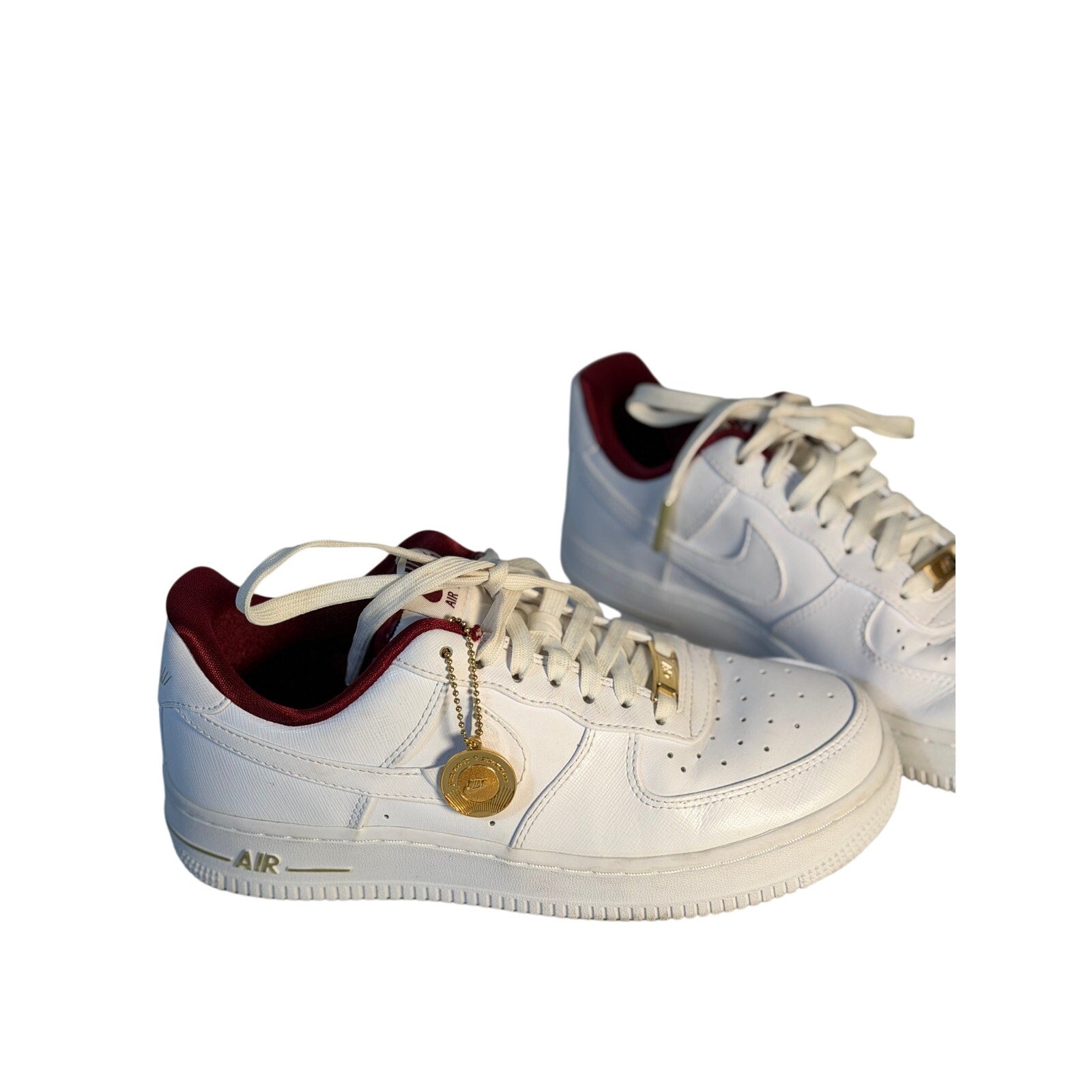 Nike Air Force 1 '07 LV8 white and team red men's sneakers, size 7, featuring classic design and premium materials.