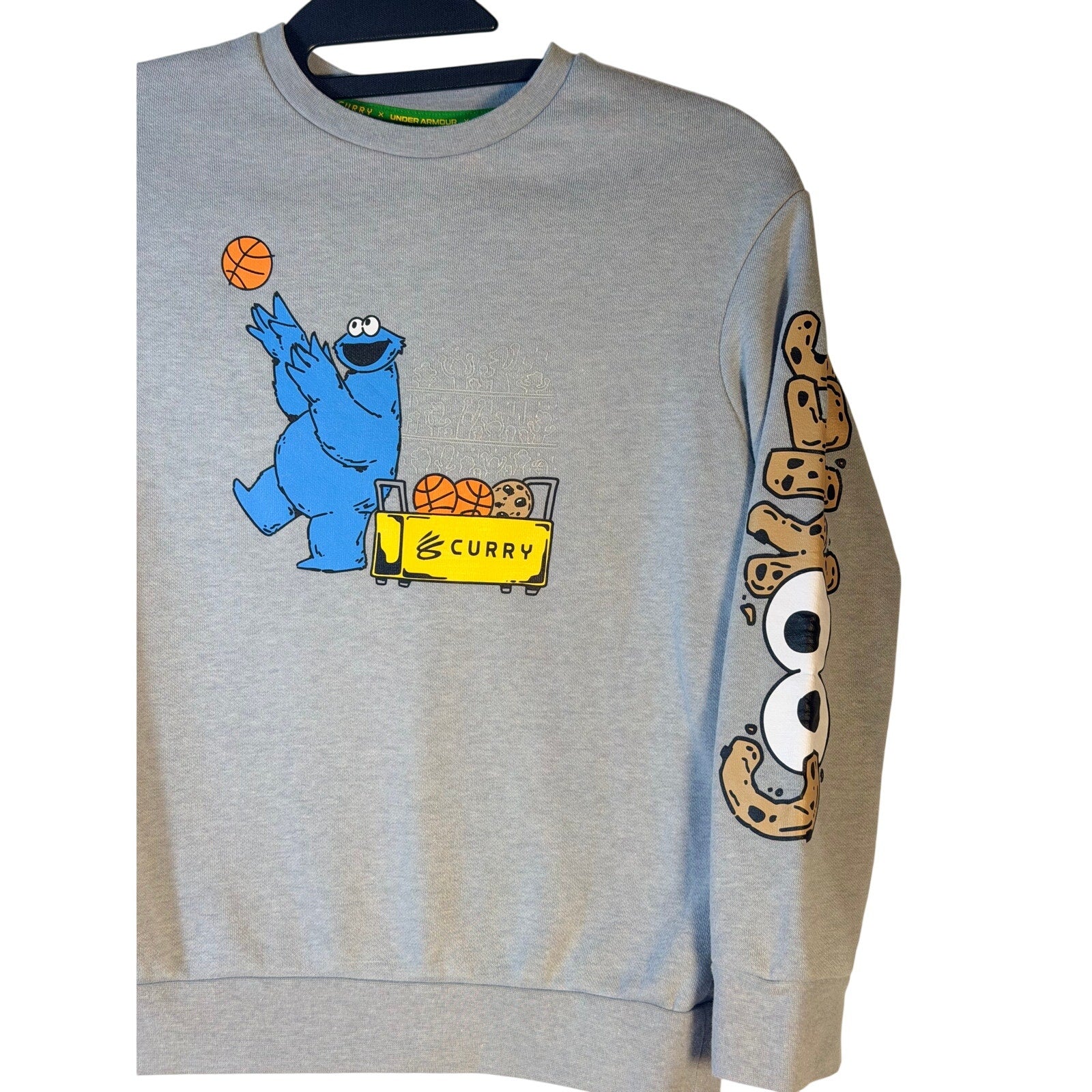 Under Armour Curry x Sesame Street Cookie Monster Youth Sweatshirt Gray YSM