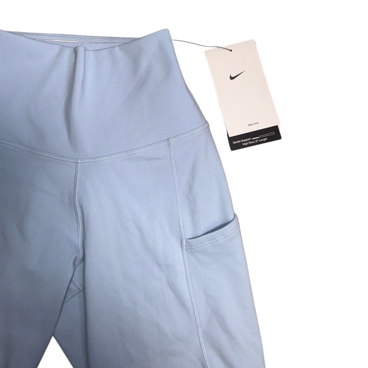 Nike women's high-rise blue training bike shorts, XS size, with a snug fit and comfortable high-rise waistband.
