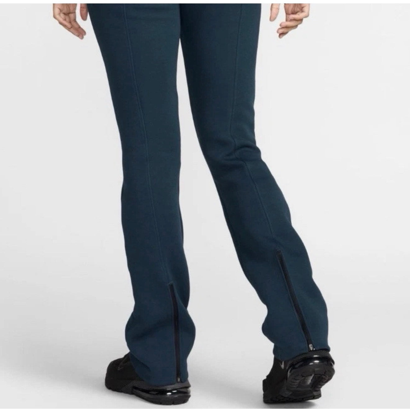 Nike Sportswear Tech Fleece high-waisted slim sweatpants for women in armory navy, size XXL, showing the soft fleece fabric.