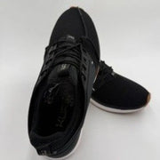 KURU ATOM Women's 12 Medium Jet Black White Gum supportive walking sneakers showing black and white design with gum soles.
