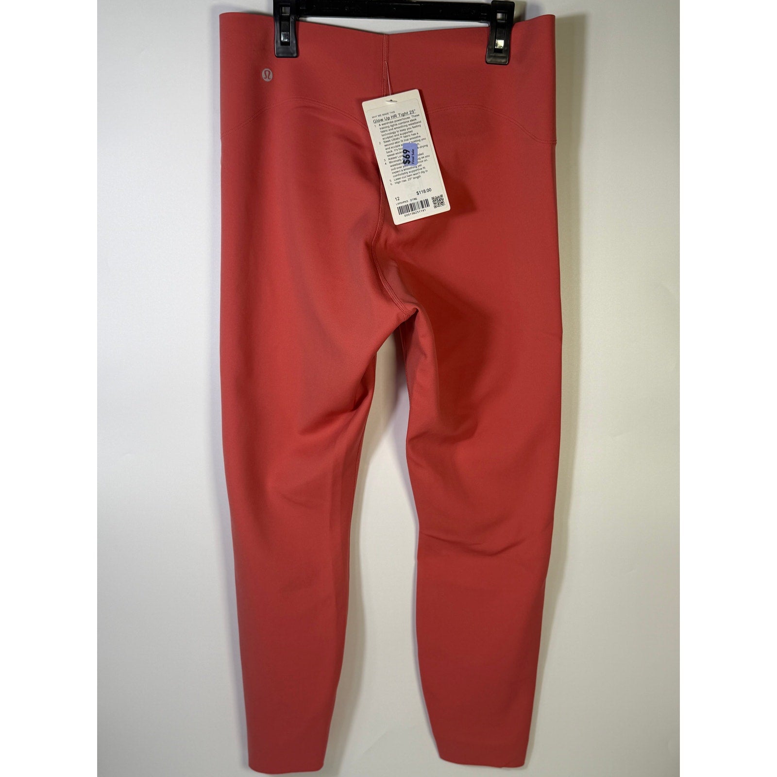 Lululemon Glow Up HR Tight 25-inch women's leggings in size 12, featuring a sleek fit and high-rise waistband.