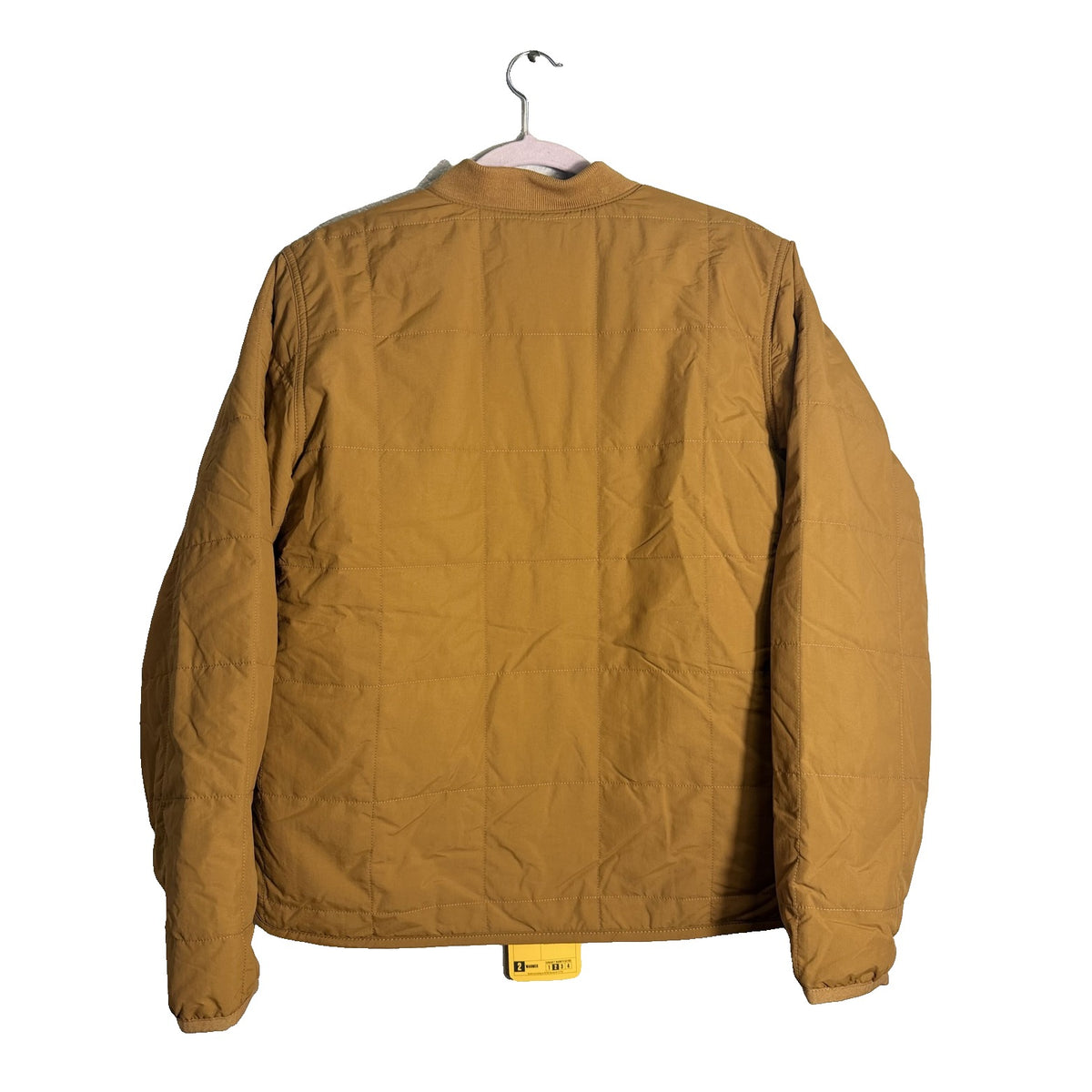 Carhartt Women's Brown Rain Defender Loose Fit Quilted Sherpa-Lined Jacket, medium size, showing front view with quilted interior.