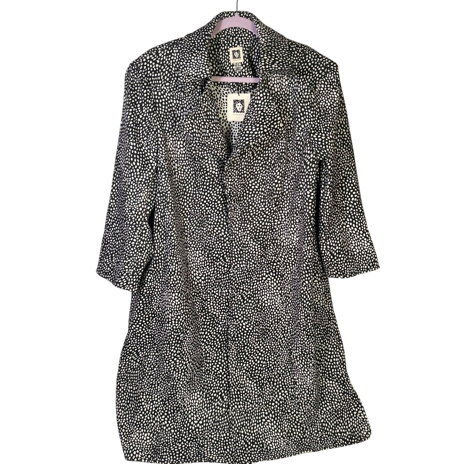 Anne Klein women's black and white animal print blazer jacket, size XL, with tailored fit and stylish design.