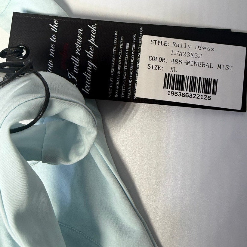 Greyson Clothiers women's XL Greyson Rally Dress in Mineral Mist, athletic golf dress with a fitted design and sporty style.