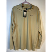 Under Armour Oakley Gravity Range quarter zip pullover in silver sage, XL regular fit, displayed on a mannequin.