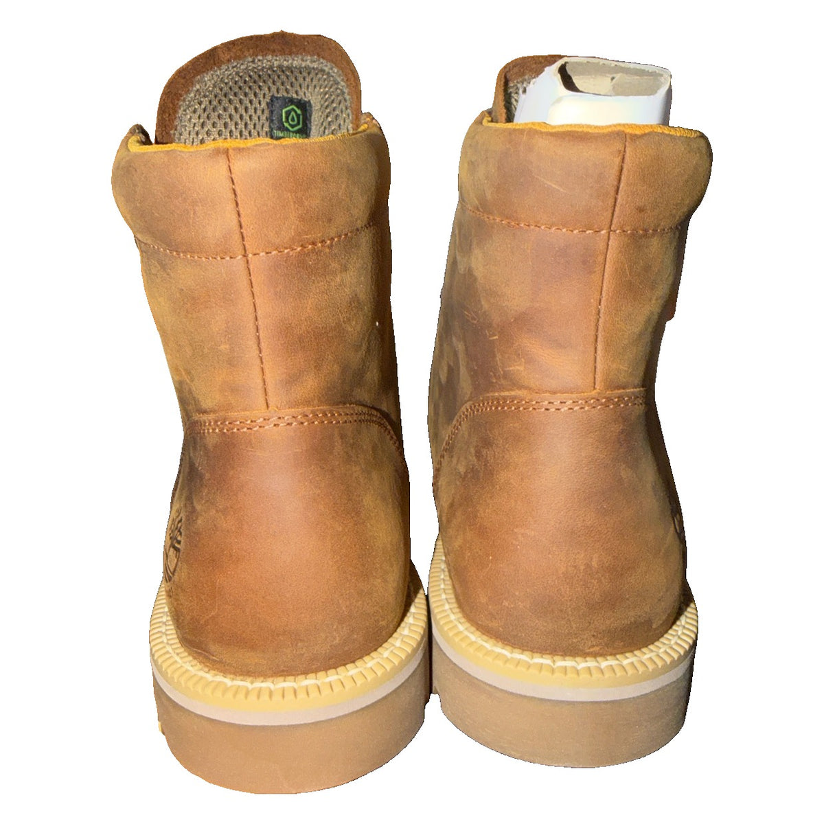 Timberland waterproof moc toe lace-up boots in rust brown leather for men, size 9, new in box.