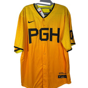 Nike Pittsburgh Pirates Ke'Bryan Hayes #13 City Connect jersey, men's size large, featuring team logo and vibrant design.