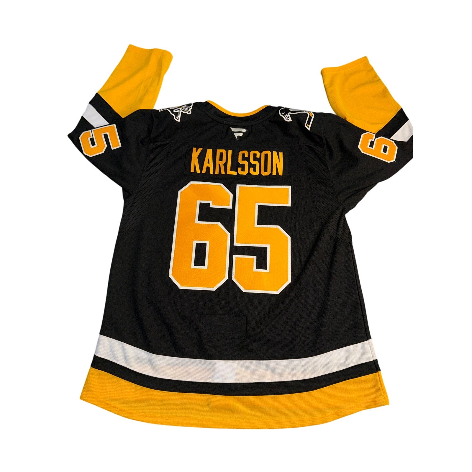 Fanatics Pittsburgh Penguins Erik Karlsson #65 NHL premium hockey jersey, size 56, with team logo and player name on the front.
