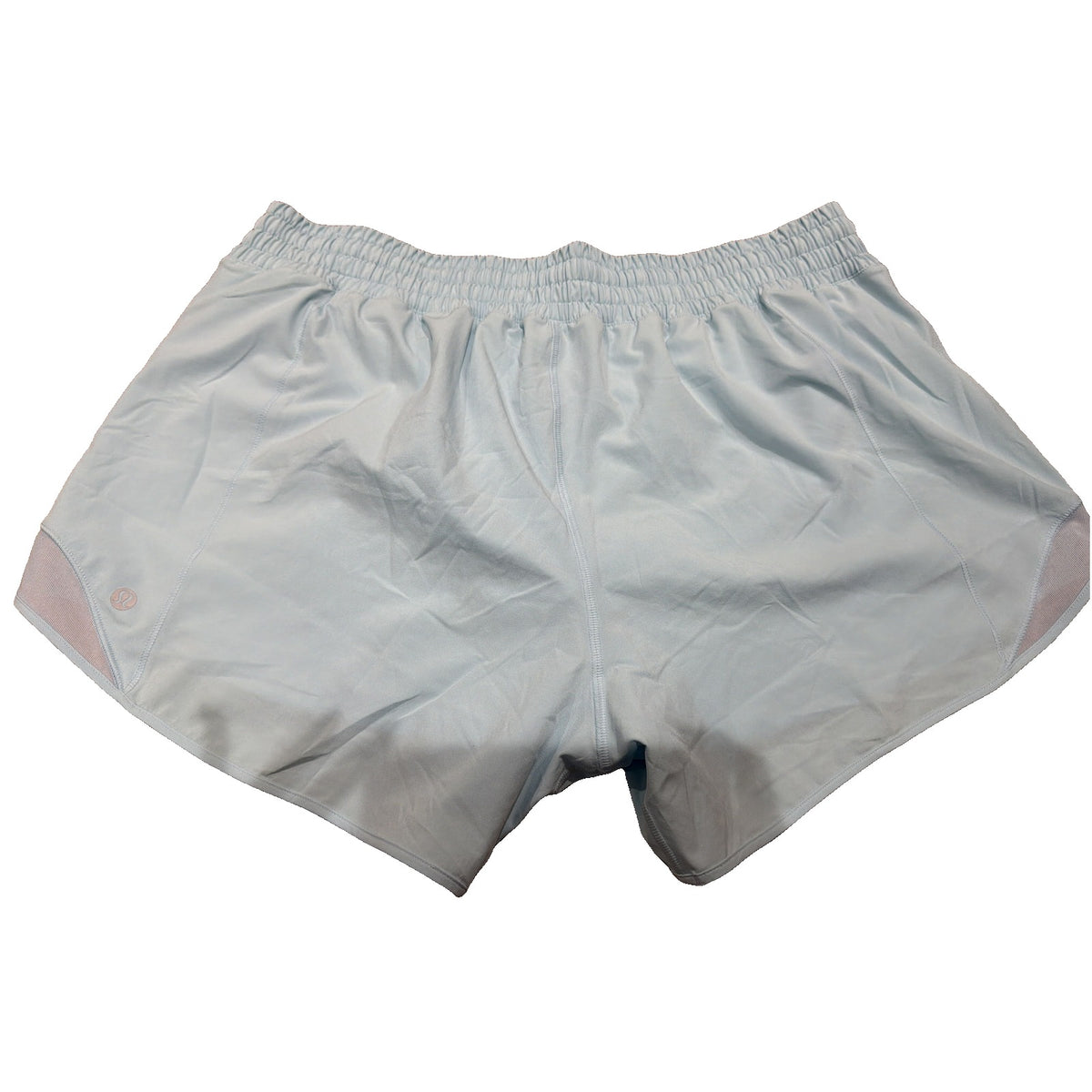 Lululemon Hotty Hot HR Shorts 4-inch lined women's foam blue high-rise, size 14, outdoor athletic clothing