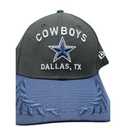 Black and navy New Era Dallas Cowboys NFL hat with embroidered star logo, adjustable one size fits all cap