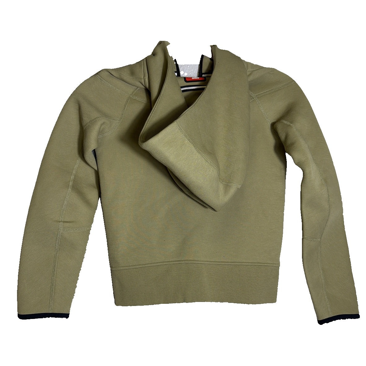 Nike Tech Fleece full zip hoodie for kids in neutral olive, size XS, showing front view with Nike logo on chest.