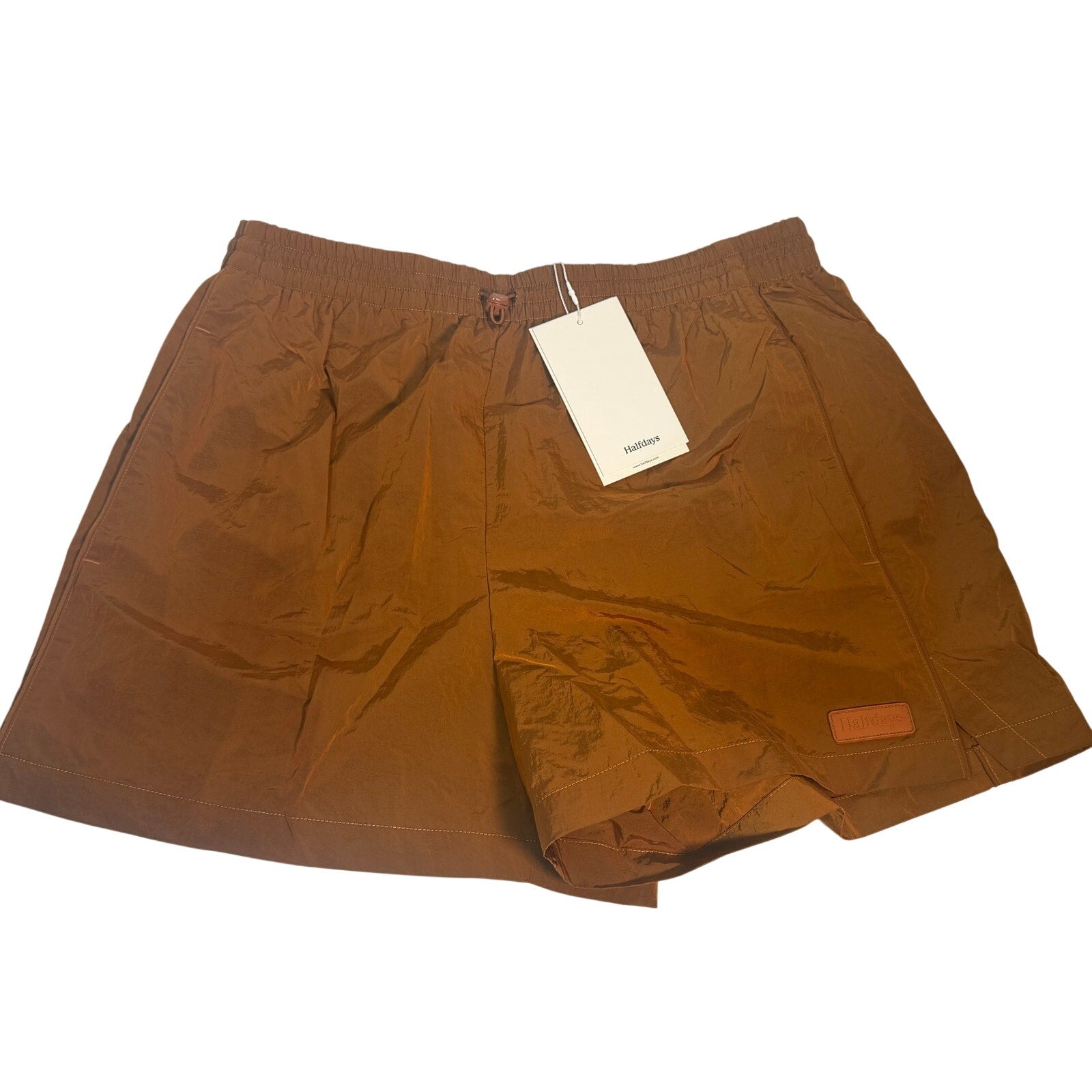 Halfdays women's brown wrap skort athletic shorts, size large, outdoor wear with a comfortable wrap design.